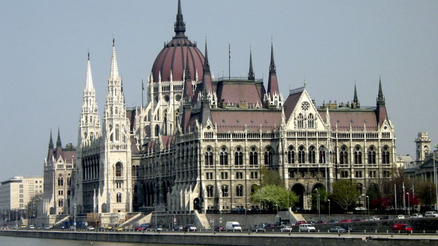 View of Parliament from the Danube River in Budapest