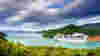 Cruise Ship in Beautiful Mountains