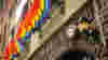 Stonewall Inn, NYC, with LGBTQ pride flags