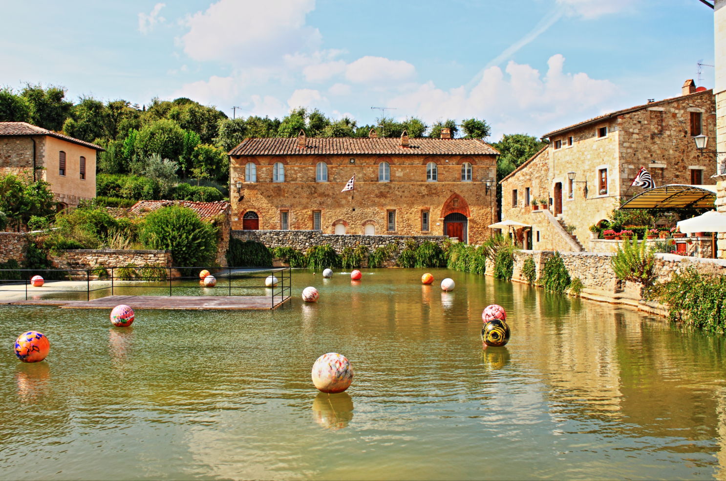 Old thermal baths, medieval village, Bagno Vignoni,Tuscany, Italy