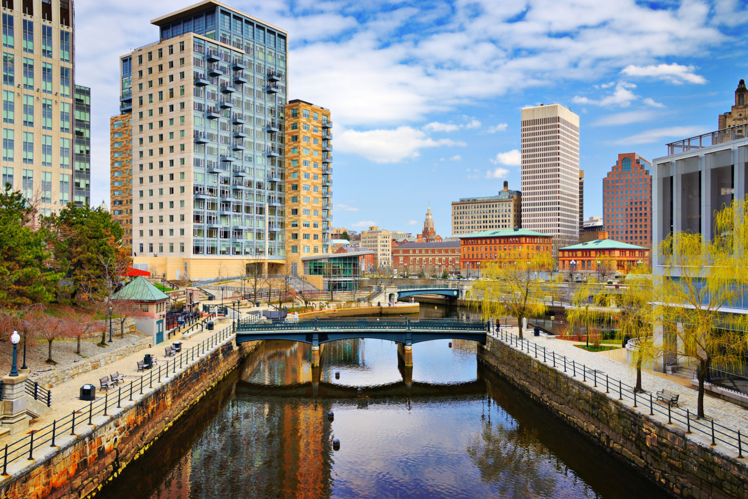 Downtown Providence, Rhode Island, cityscape, Waterplace Park