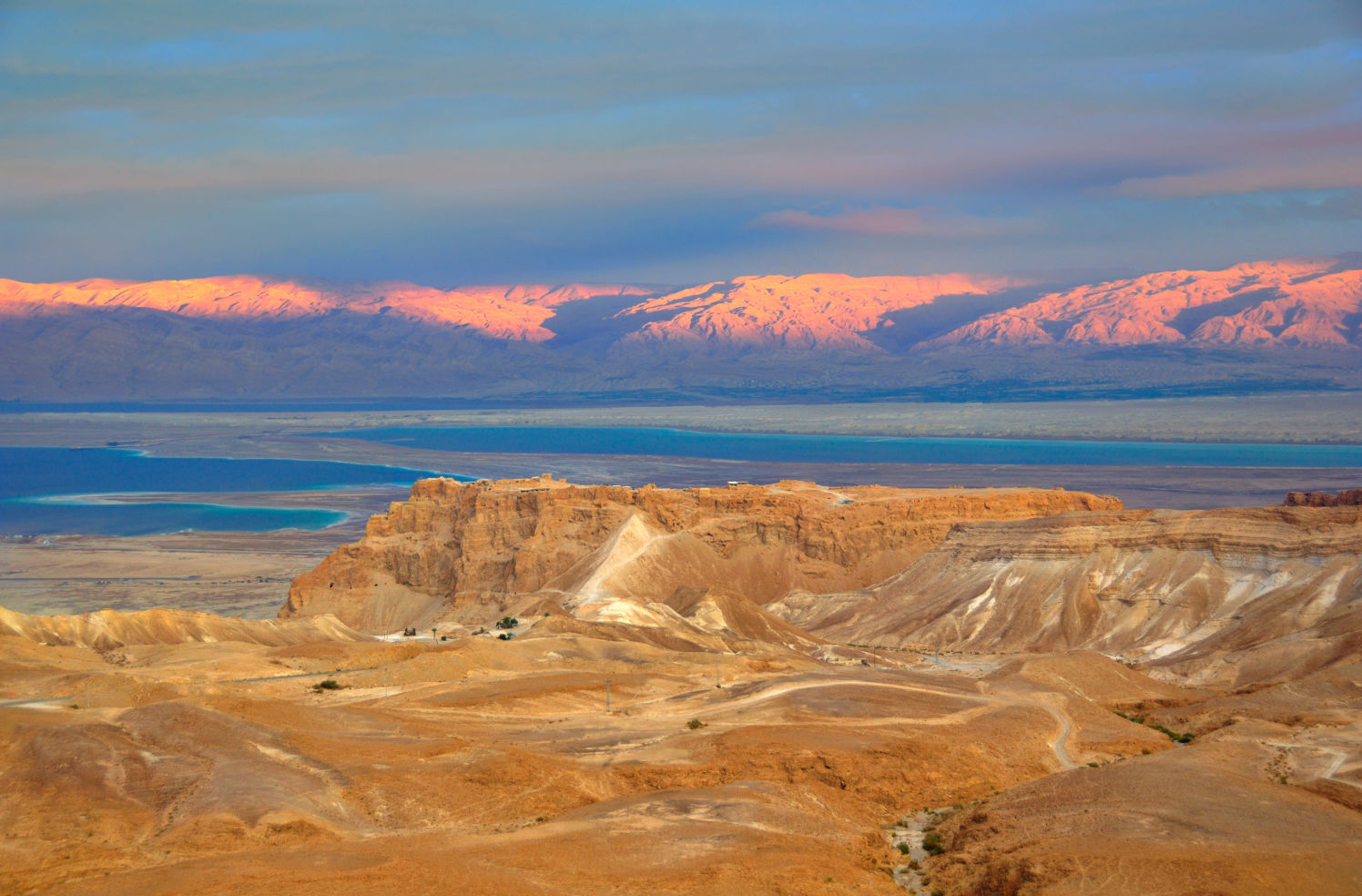 Masada fortress, Dead Sea, Jordan Red Mountains, Israel