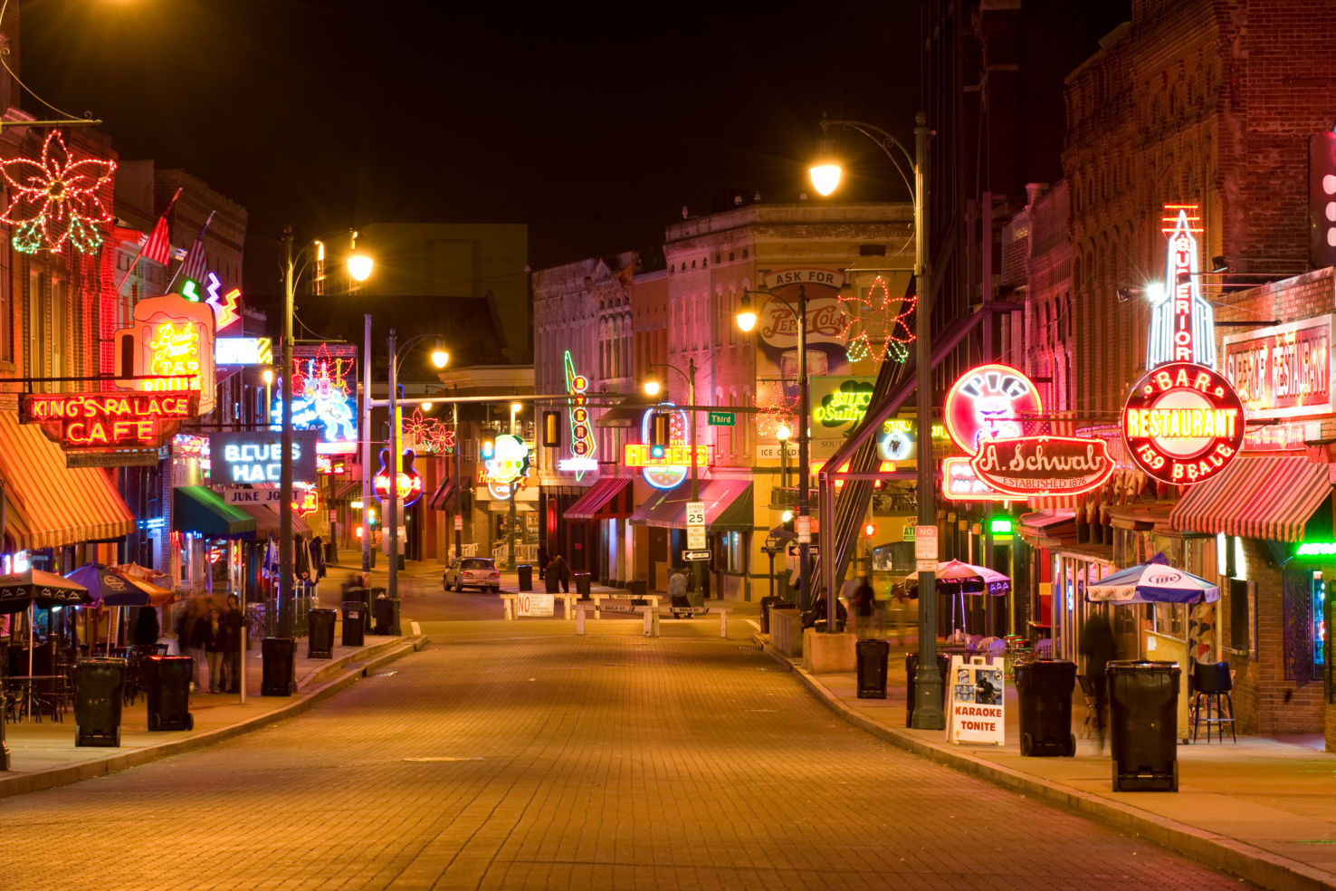 Famous Beale street, music clubs, Memphis, Tennessee, TN