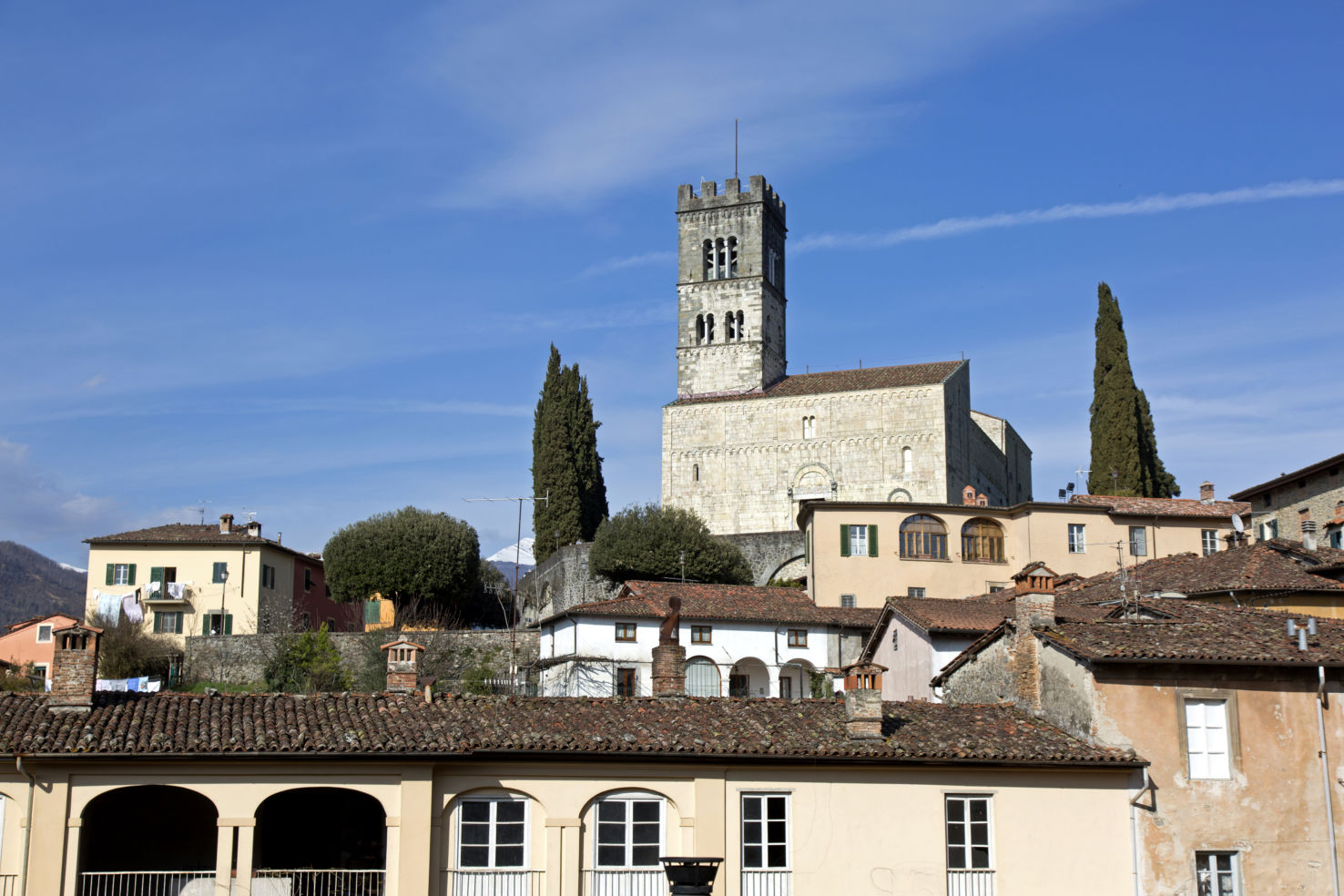 medieval town, Barga, cathedral, Tuscany, Italy