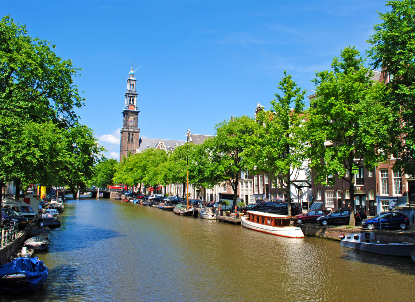 Pretty canal in Amsterdam, Holland
