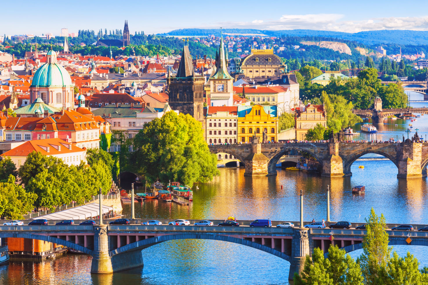 Old Town, Charles Bridge, Vltava river, Prague, Czech Republic