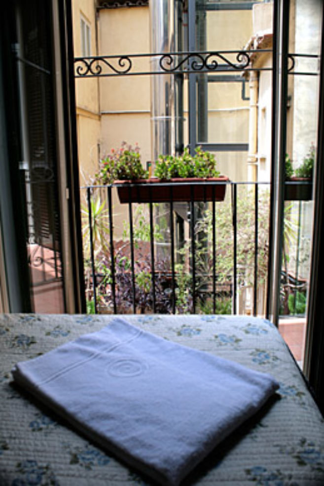 Hotel Panda's room 35 has a small patio.