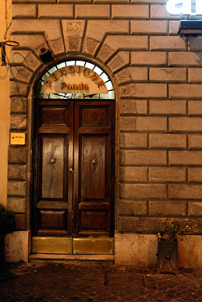 The entrance of Hotel Panda, so close to the Spanish Steps that in springtime you can smell the azaleas.
