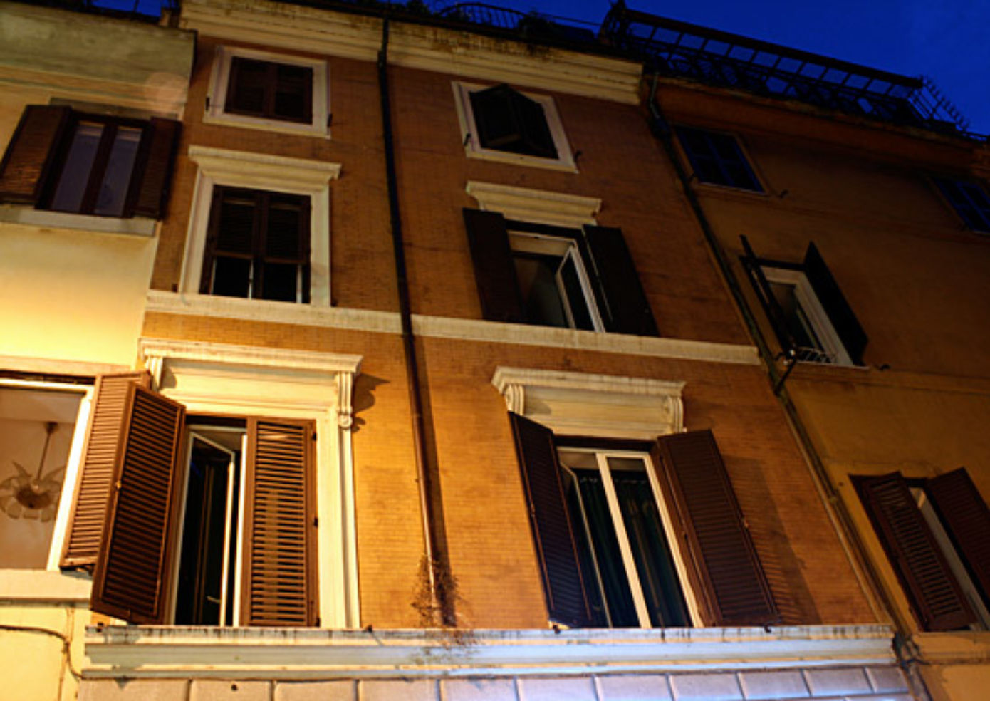 The façade of Hotel Panda, which resembles a typical apartment building in Rome's historic center.