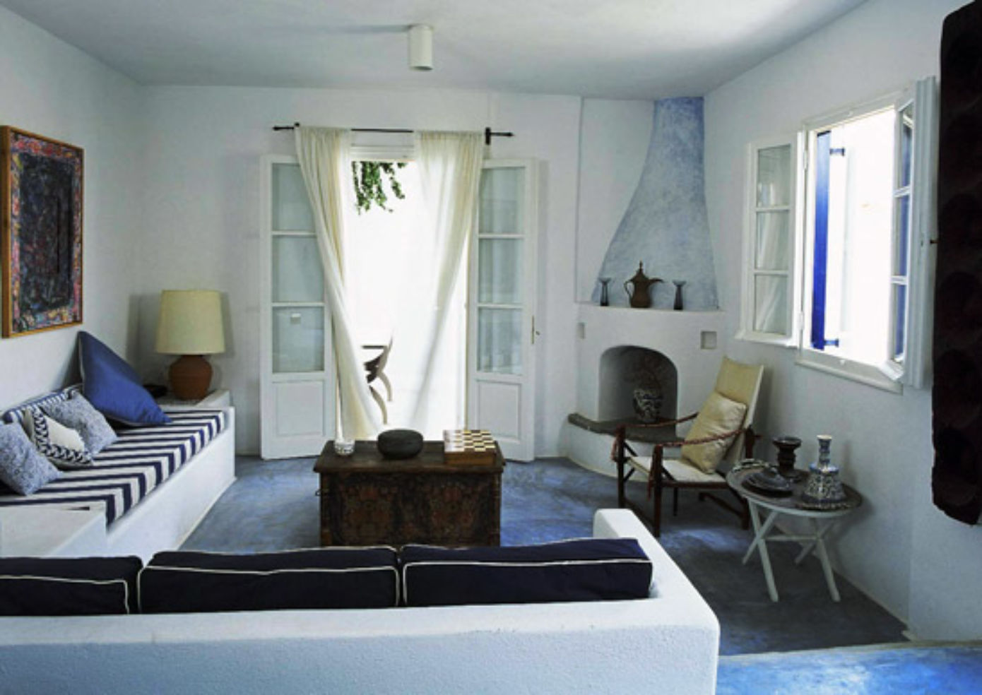 The living area in a house rental at Heaven Naoussa.