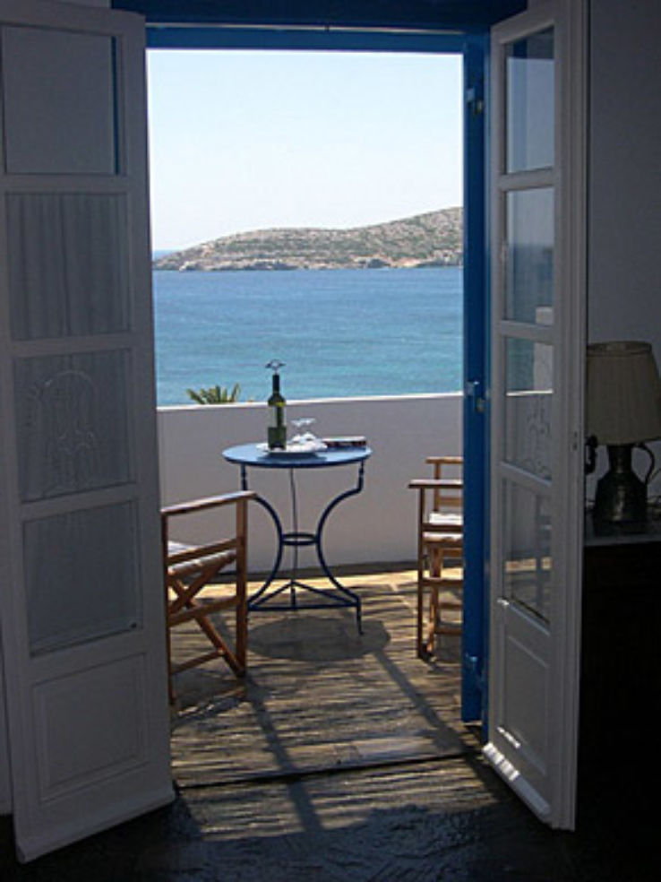 The view from the balconies of Oliaros Studios.