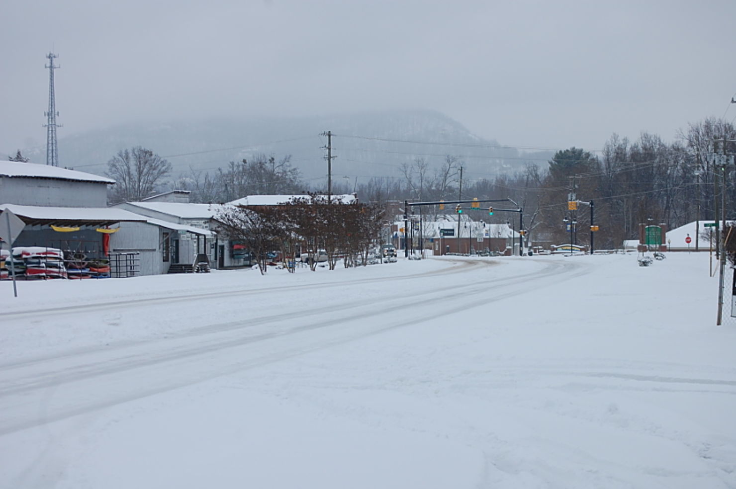 Main Street in the snow