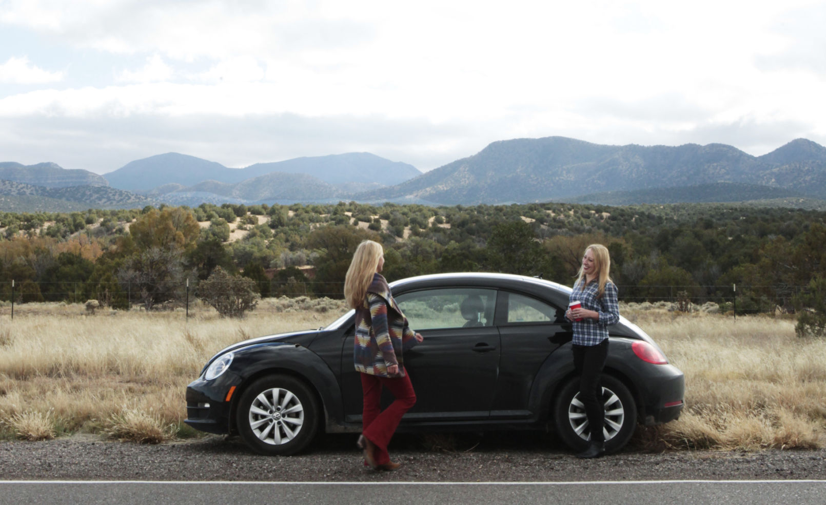 pausing to take in the view along the Turquoise Trail