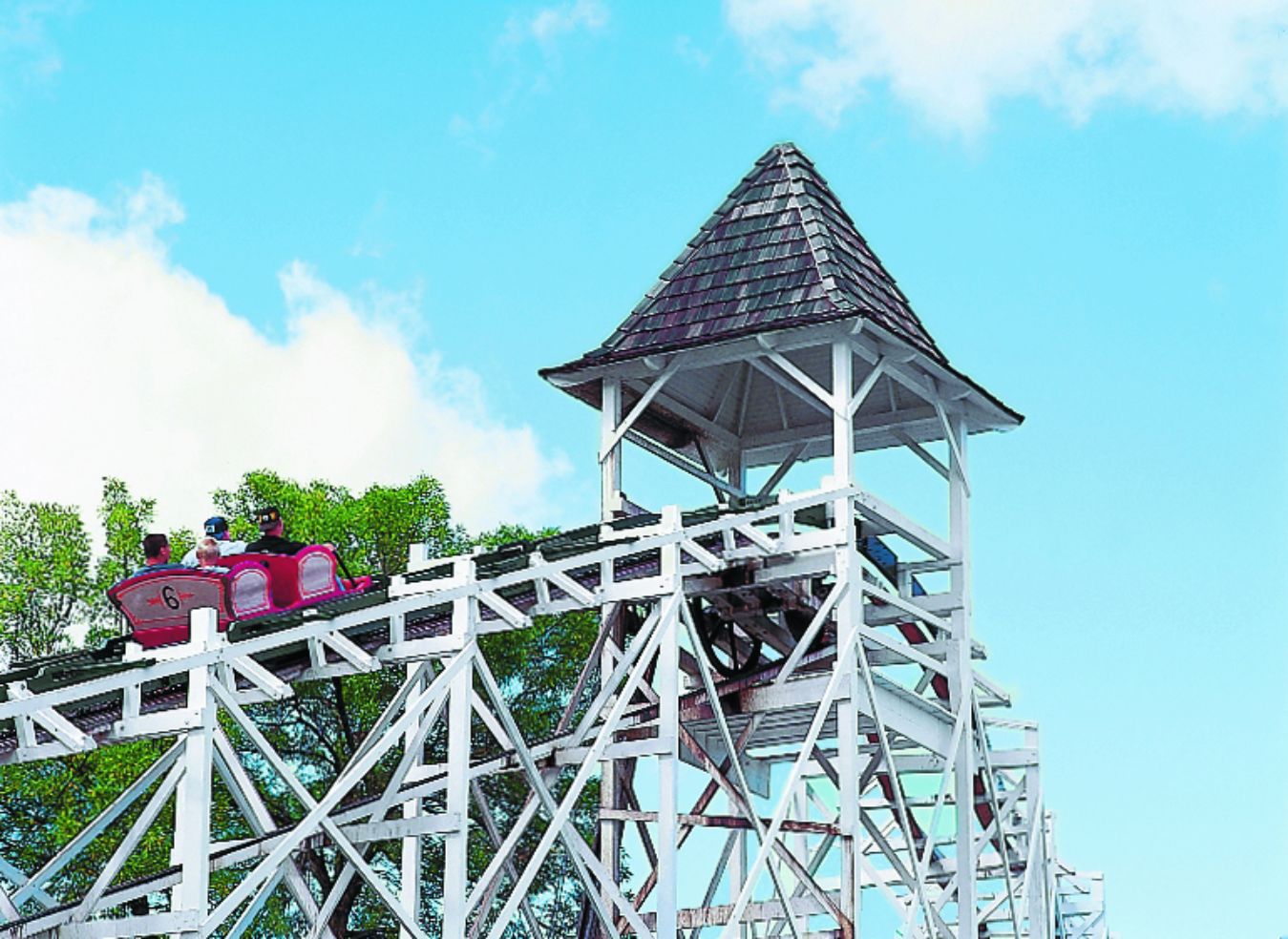 Riders work there way up to ride Leap the Dips.