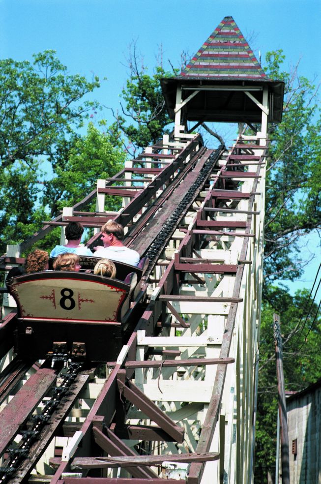 Riders work there way up to ride Leap the Dips.