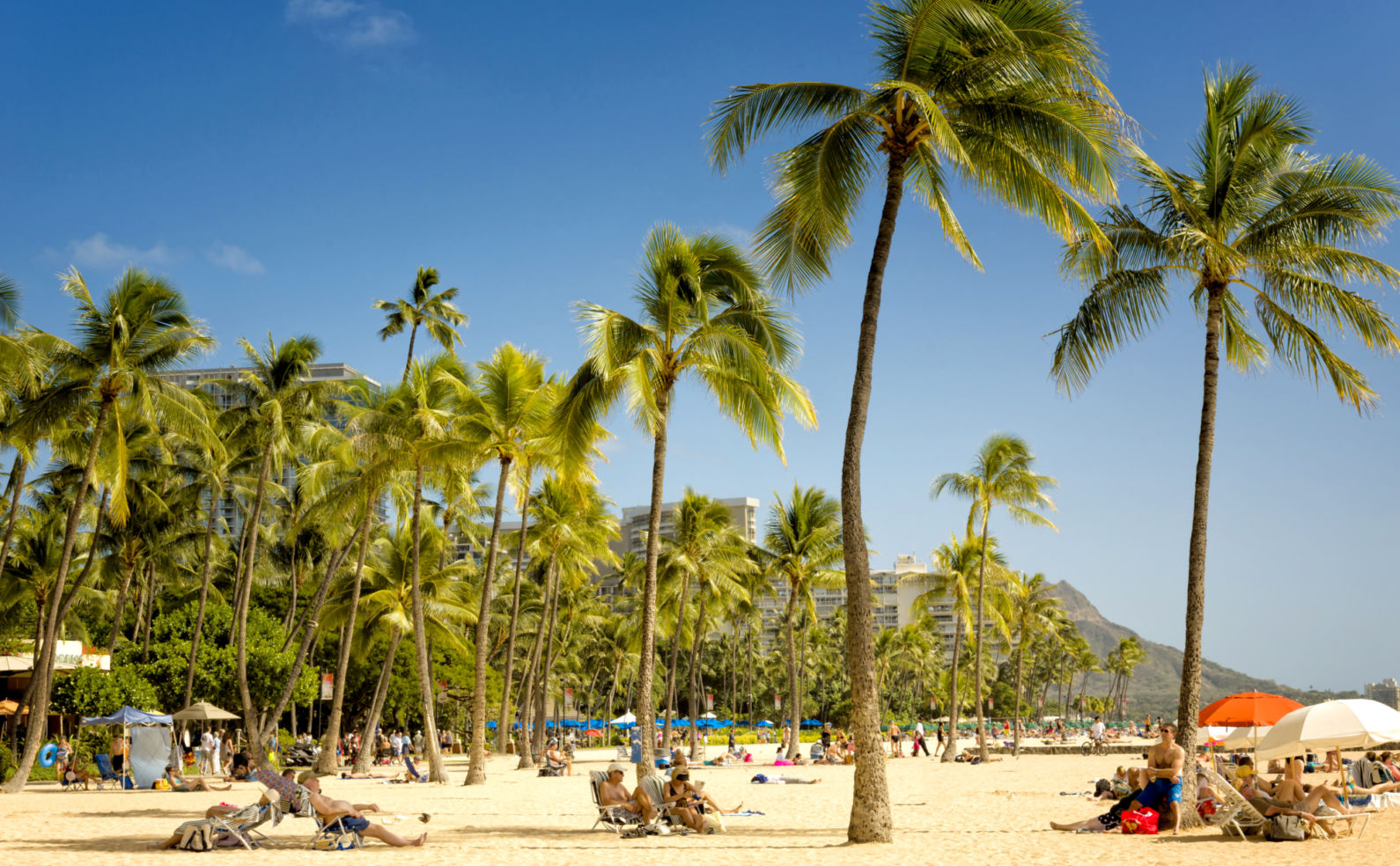 Wakiki Beach, Honolulu on the island of Oahu, Hawaiian