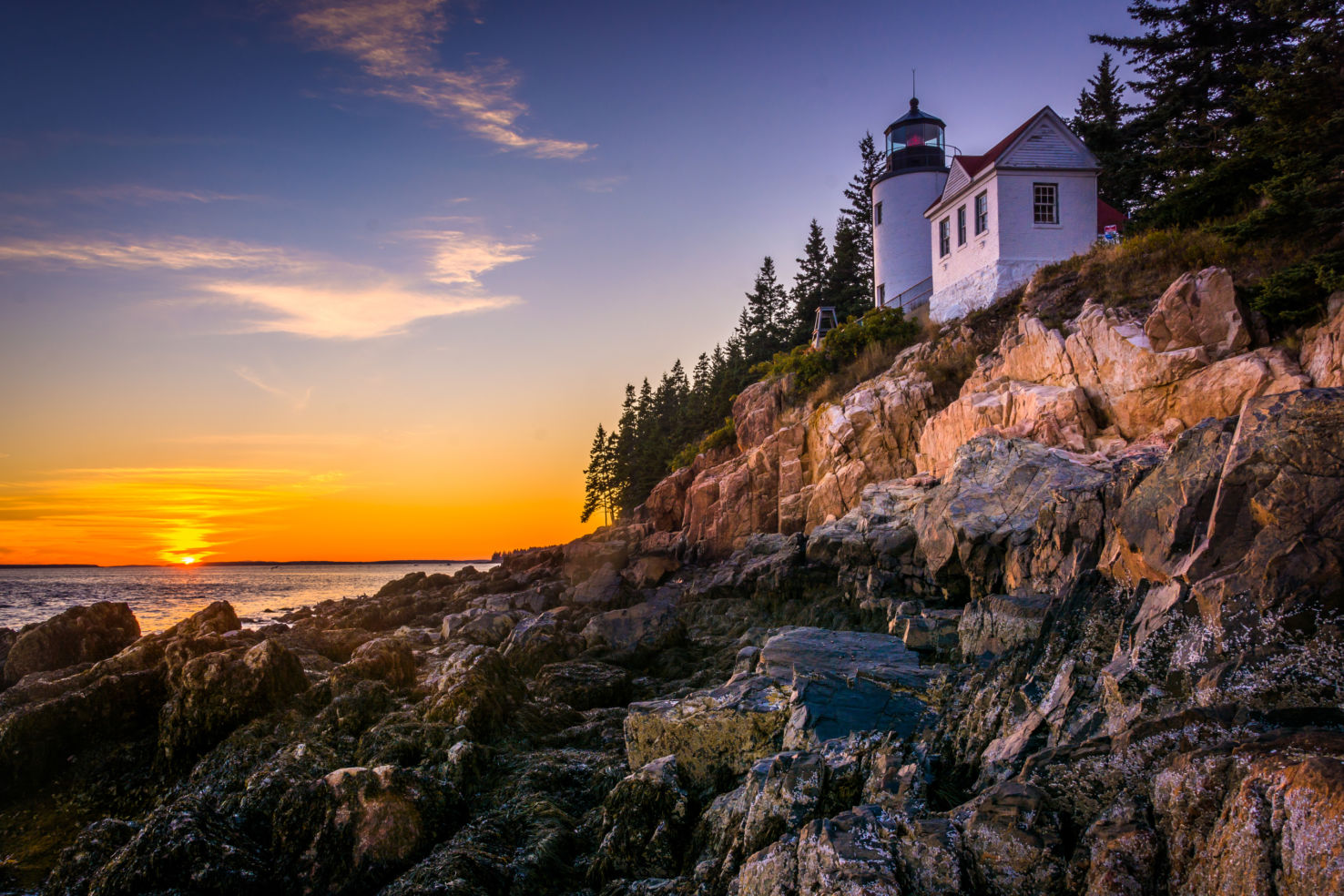 Bass Harbor Lighthouse, sunset, Acadia National Park, Maine