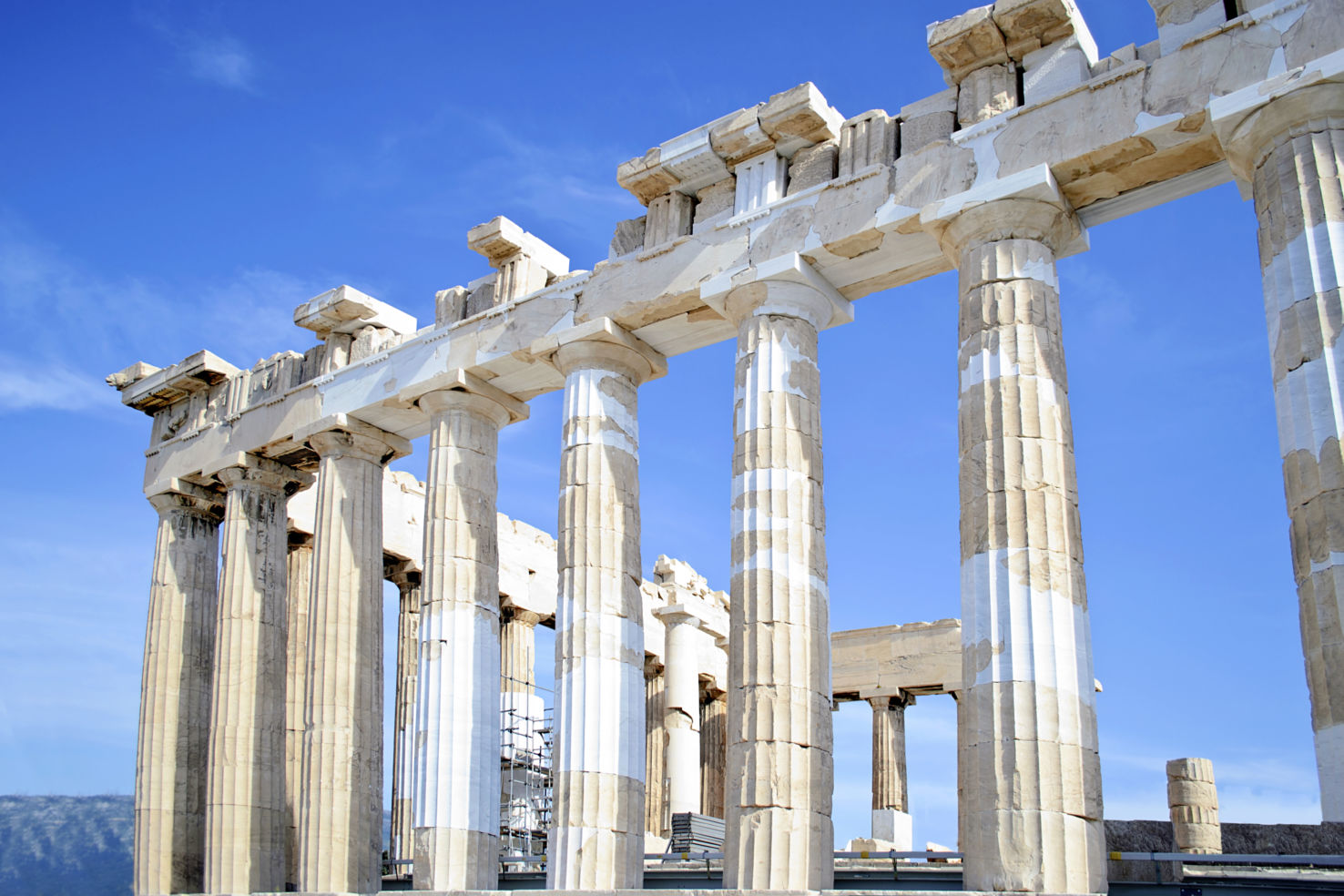 Acropolis Parthenon columns in Athens Greece.