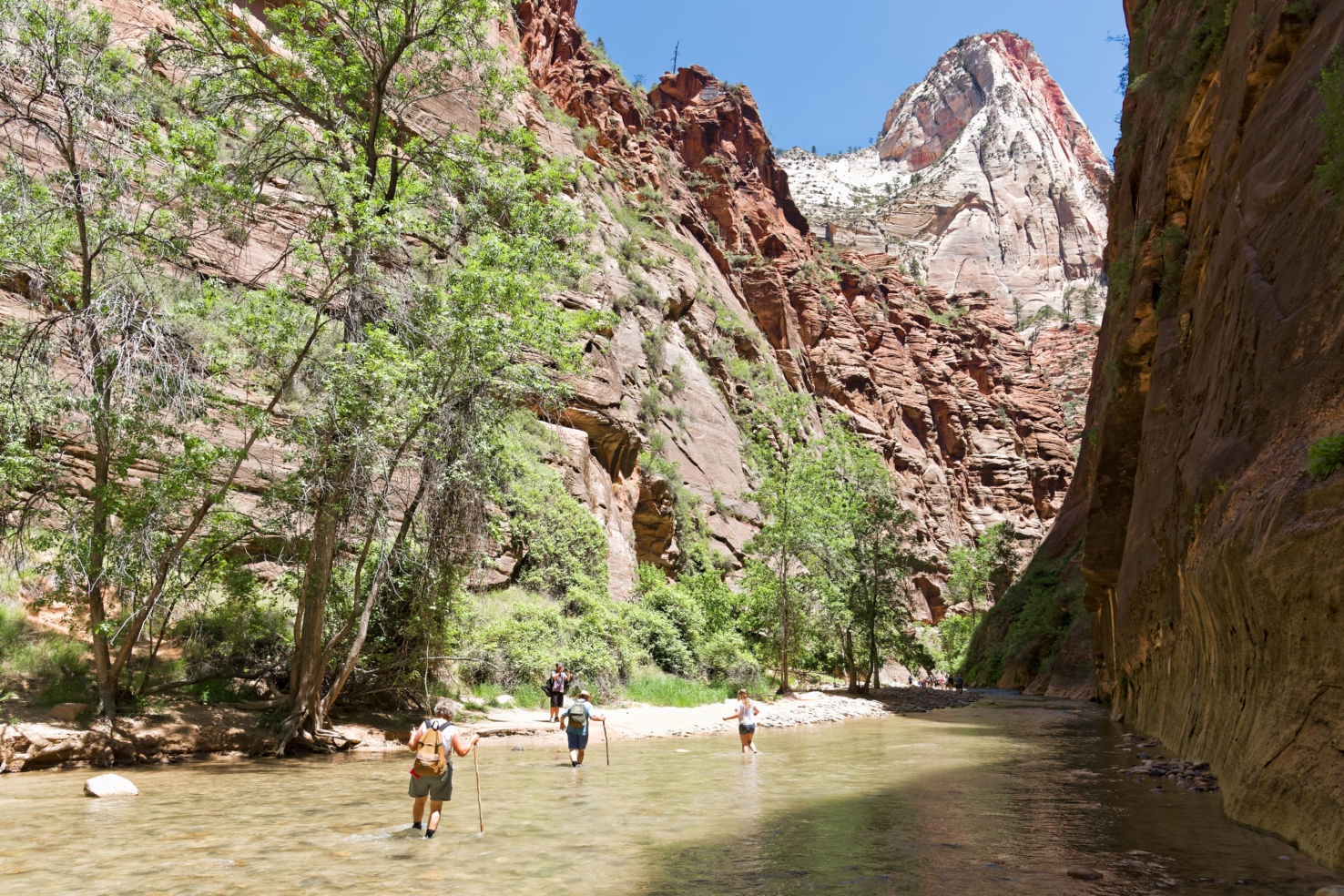 hiker in Zion Narrows