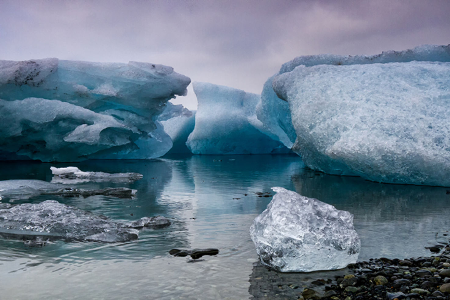 An iceberg graveyard