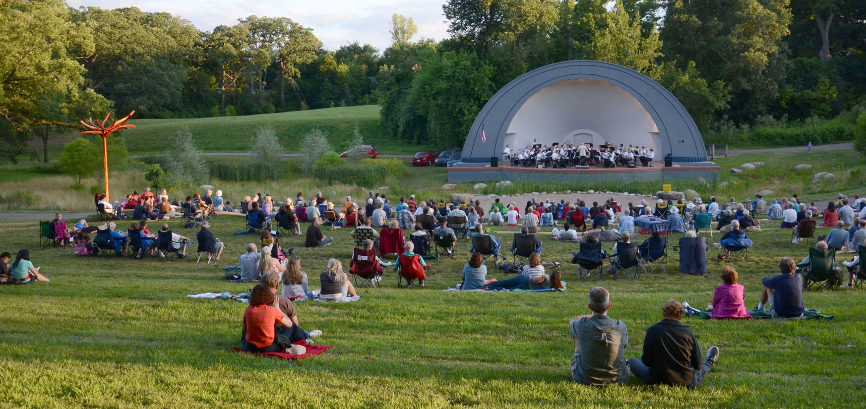 Ann Arbor Civic Band performs at the West Park Band Shell in Ann Arbor, MI