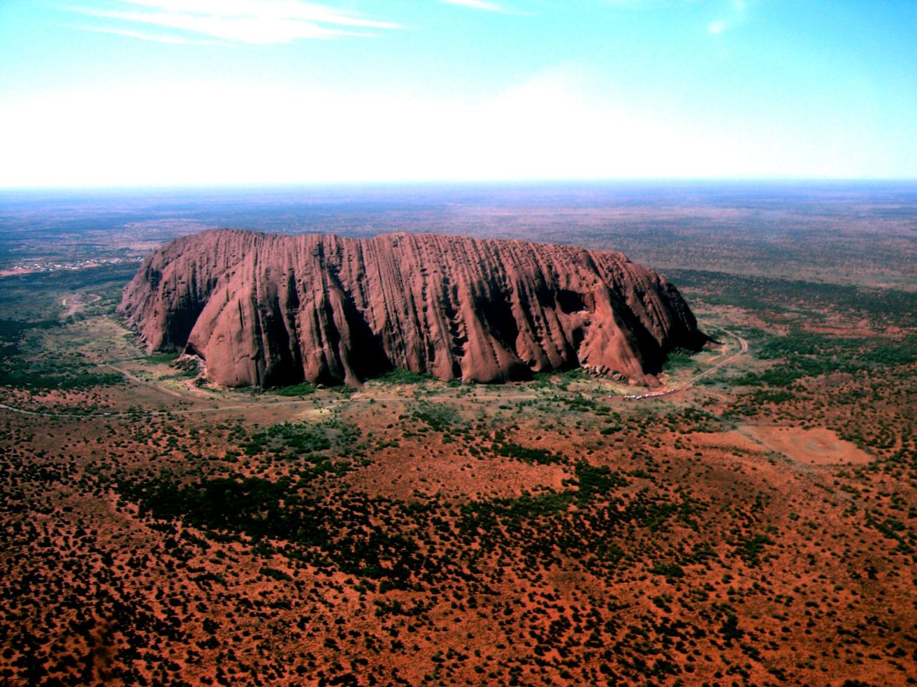 Uluru (Ayers Rock) from a helicopter.