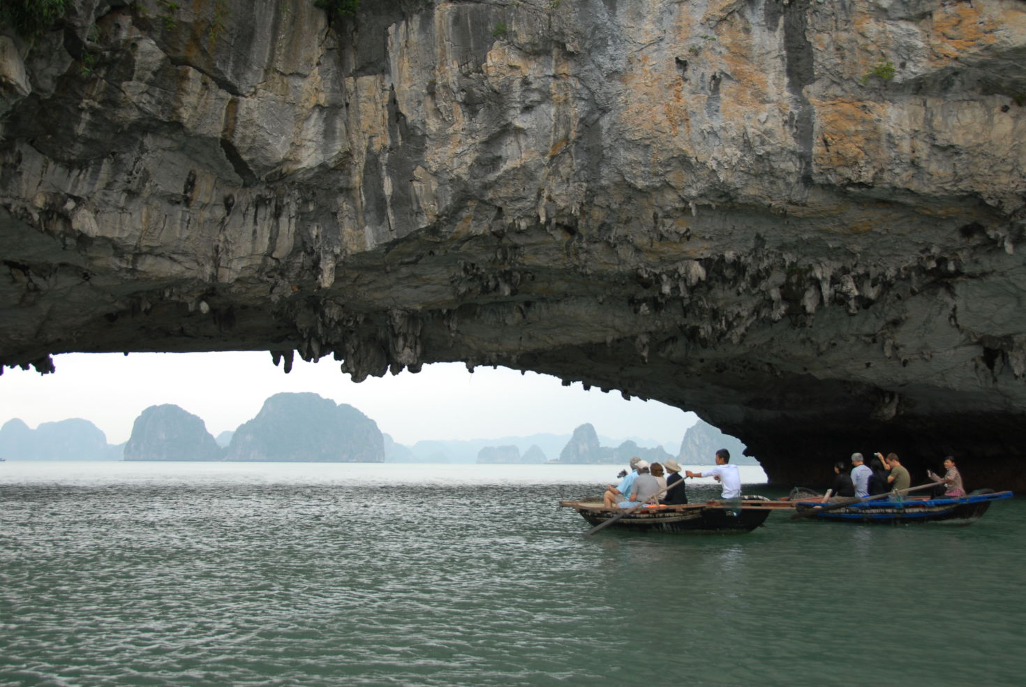sea caves in Halong Bay, Vietnam