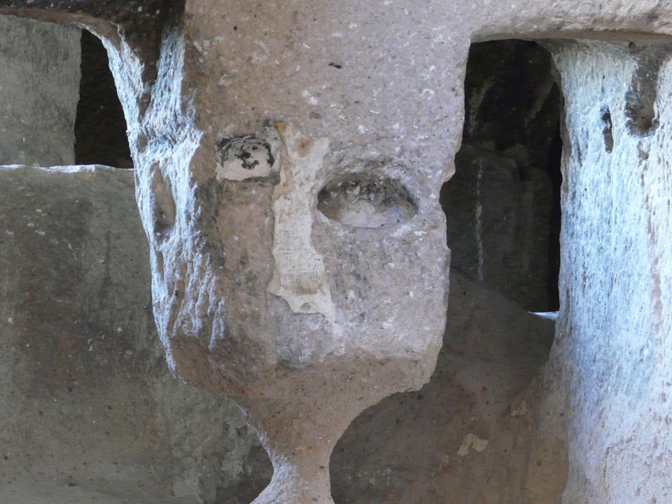 A cave detail looks like a Picasso work of art in Goreme, Turkey