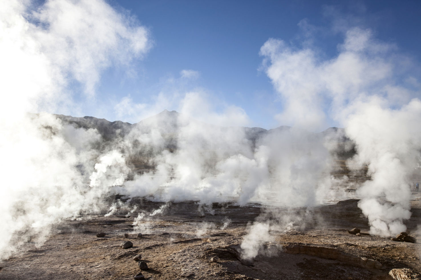 Gigantic columns of steam at El Tatio, the world's highest geyser field