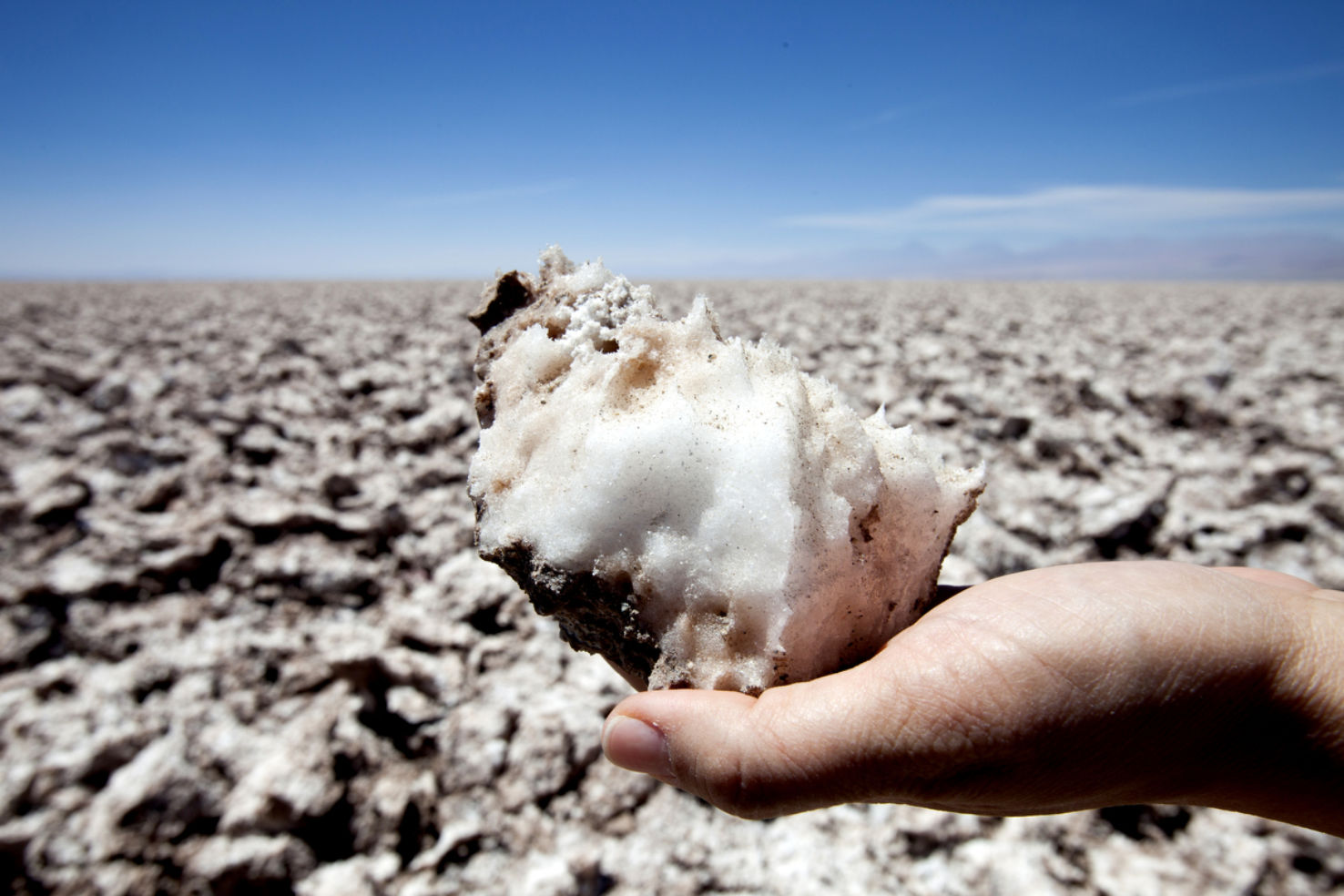 A chunk of rock salt from Salar de Atacama, largest salt flat in Chile