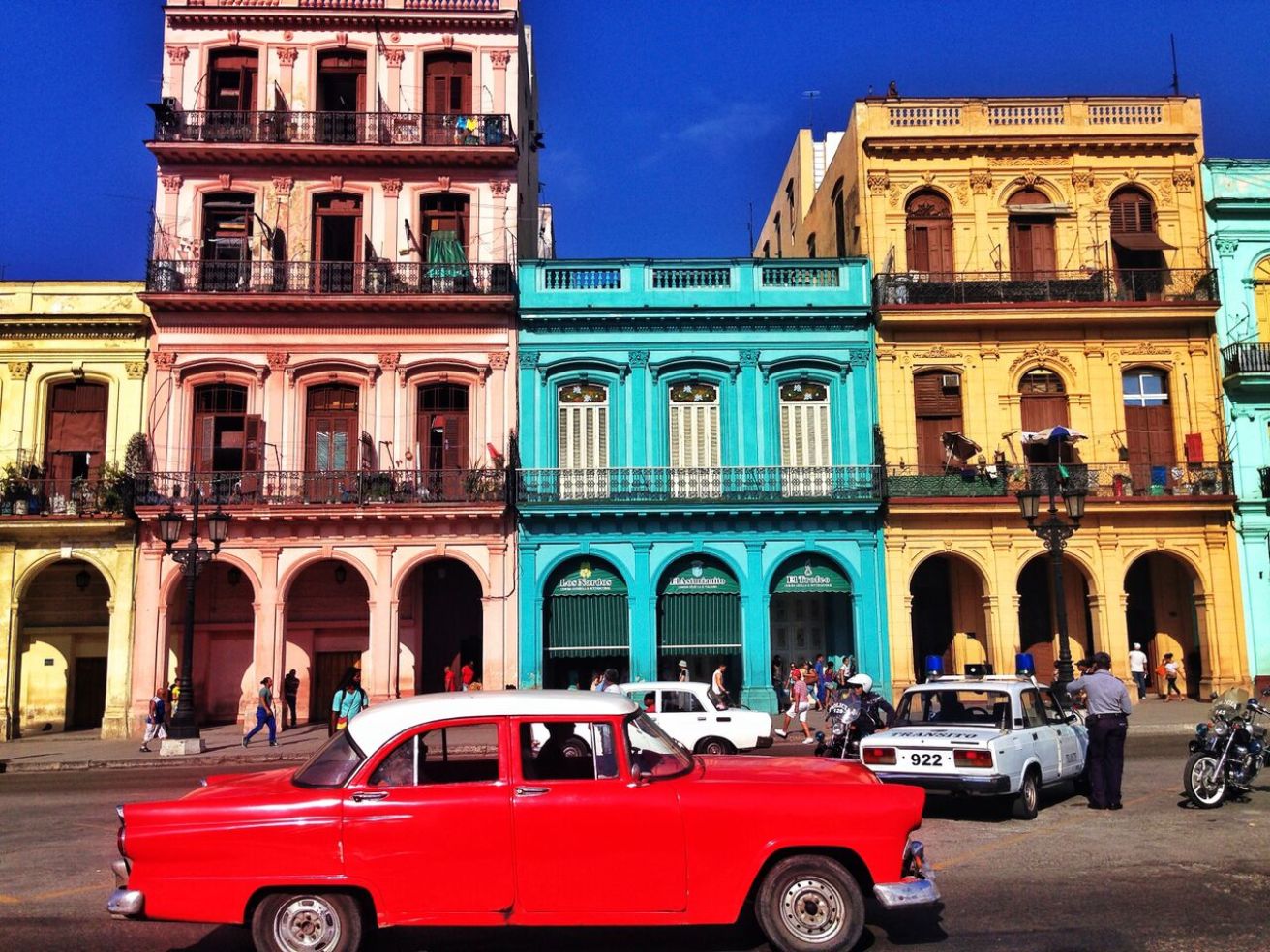 Colorful buildings in Old Havana, Cuba
