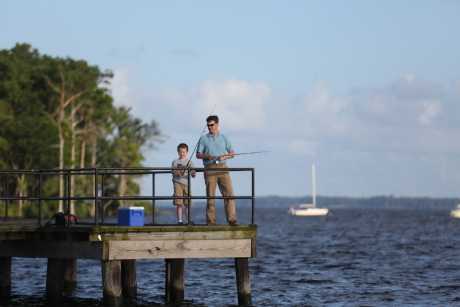 Fishing at Havens Gardens Park on the Pamlico River of Washington, NC