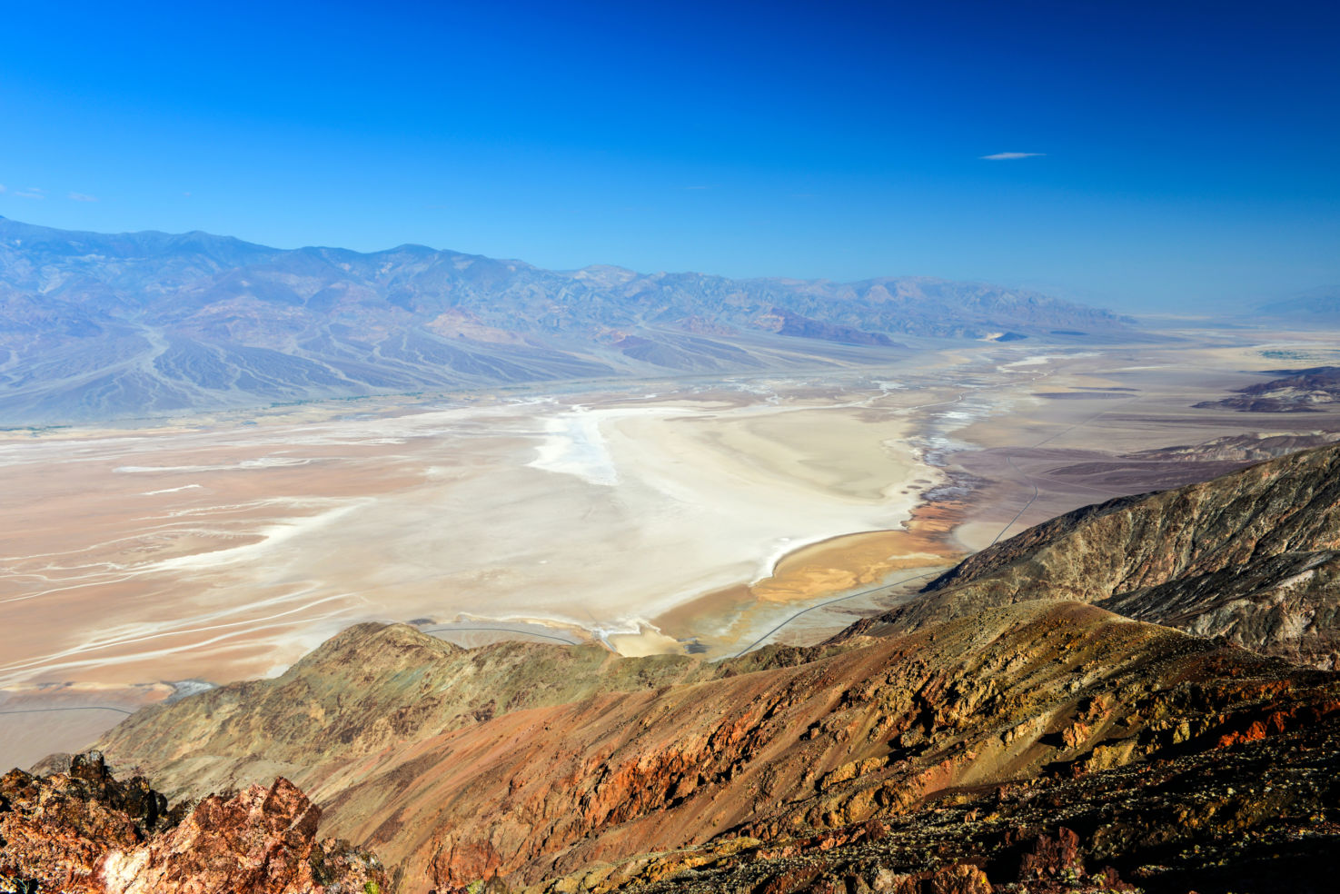 Salt Badwater Basin Panamint Mountains from Dantes View.