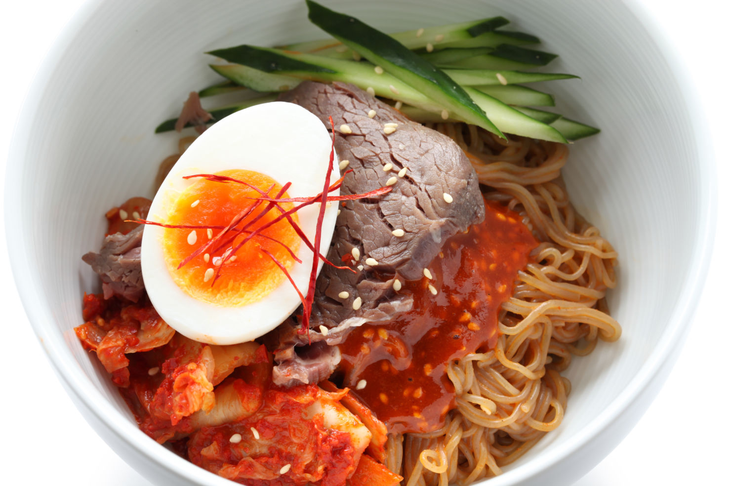 Naengmyeon, traditional Korean cold noodle, Ojangdong, Seoul, South Korea