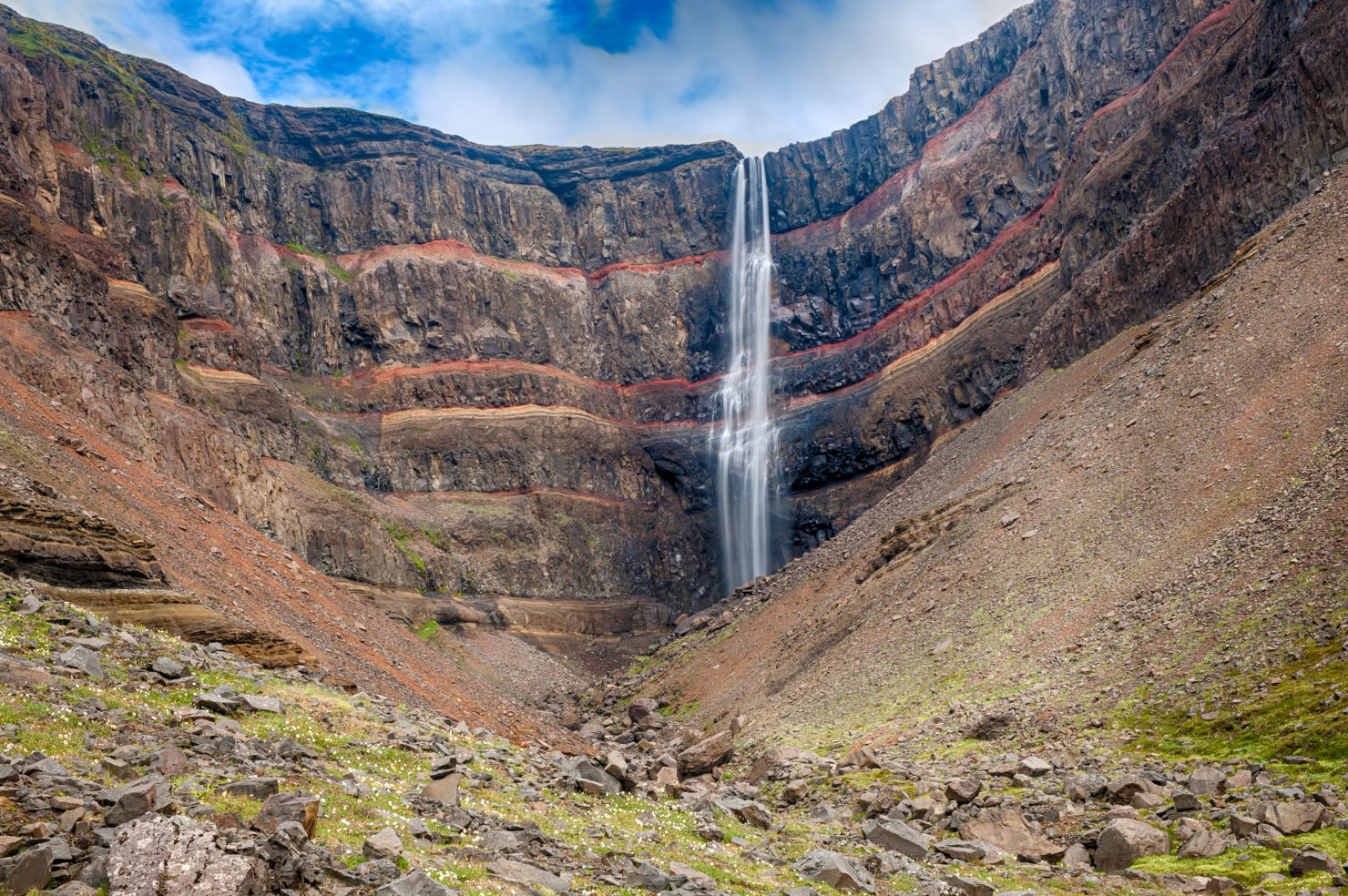 Hengifoss, second highest waterfall, Iceland