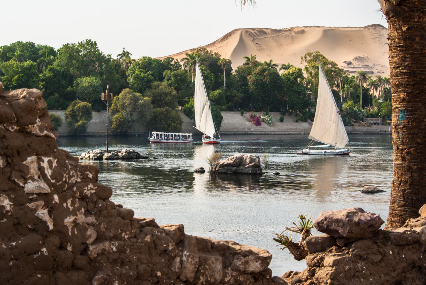 EGYPT: Felluca, typical egyptian boat. Captured on Nile. Luxor, Egypt.