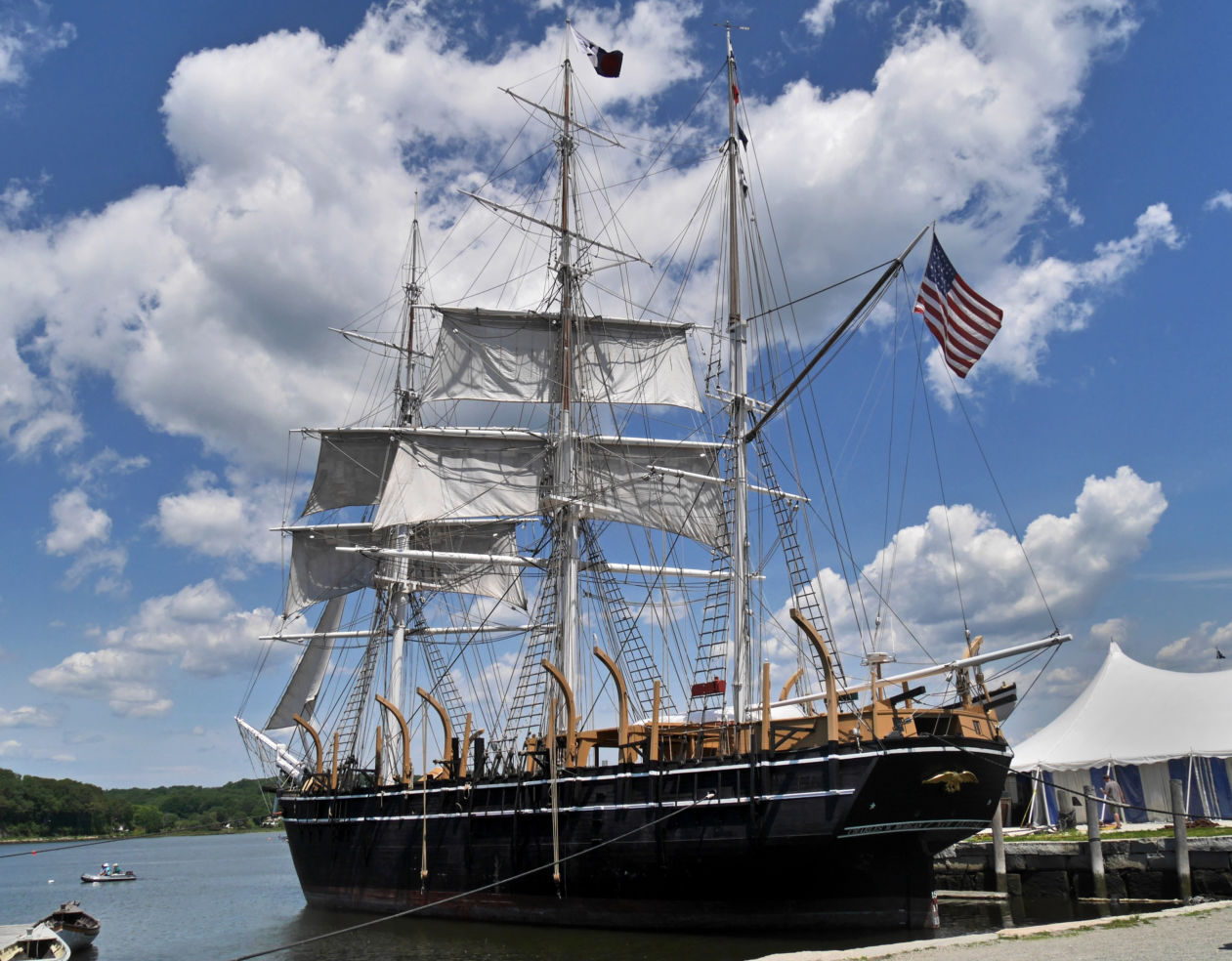 Wooden whaling ship, Mystic Seaport museum, Connecticut
