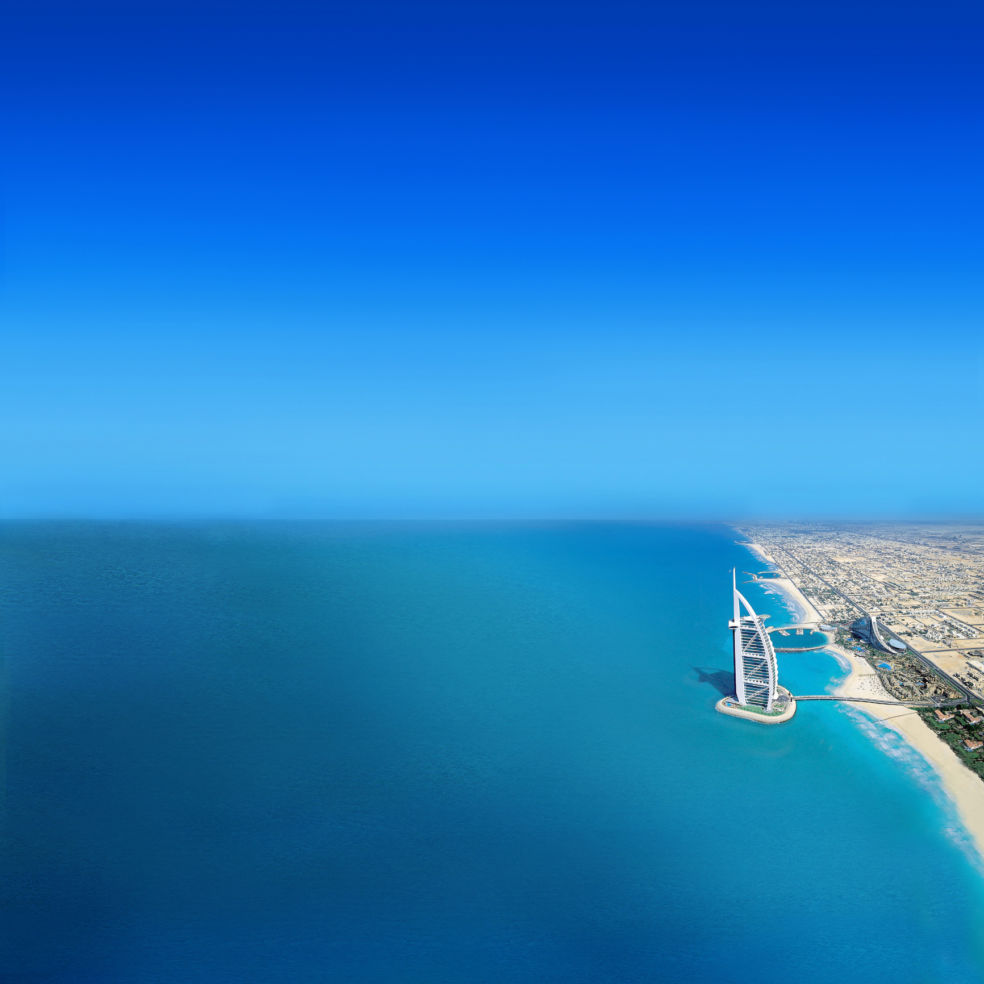 Areal view over Dubai coast line
