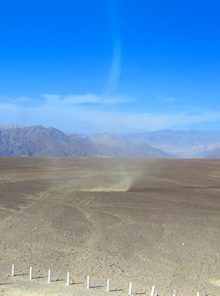 dust devil mini-tornadoes by the Nazca Lines in Peru