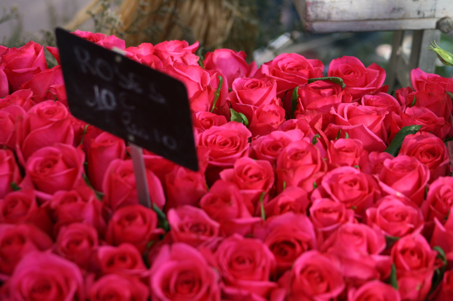 Early morning roses in a Nice marketplace