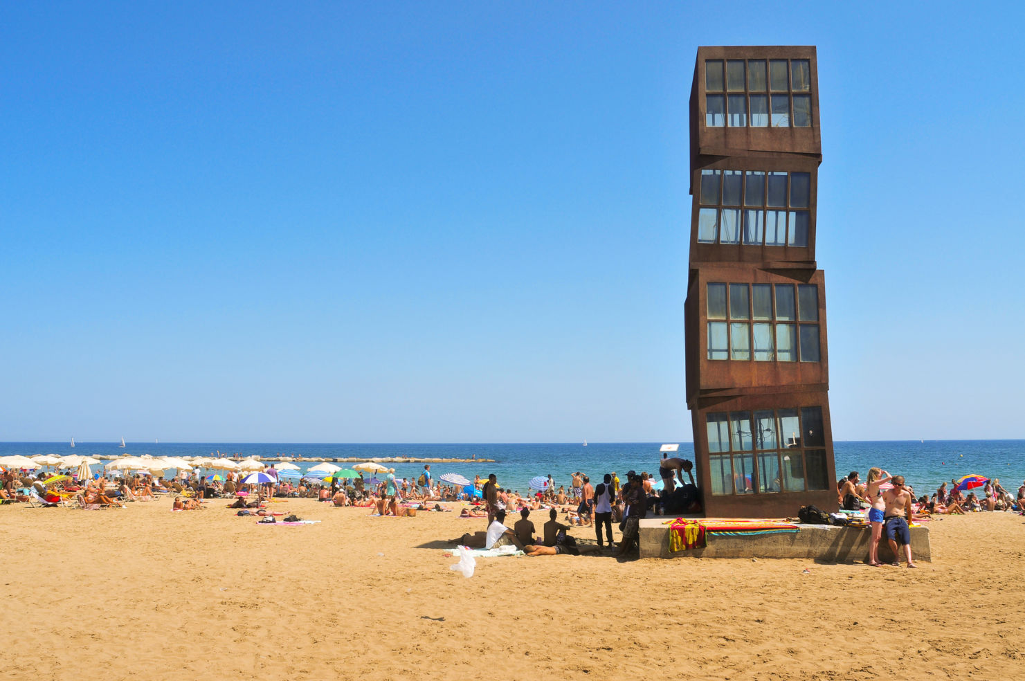 Barceloneta Beach in Barcelona, Spain.