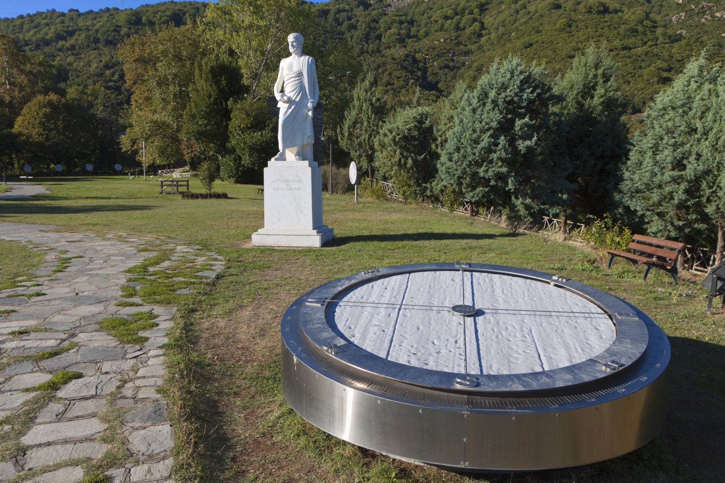 Aristotle statue located at Stageira of Greece (birthplace of the philosopher).
