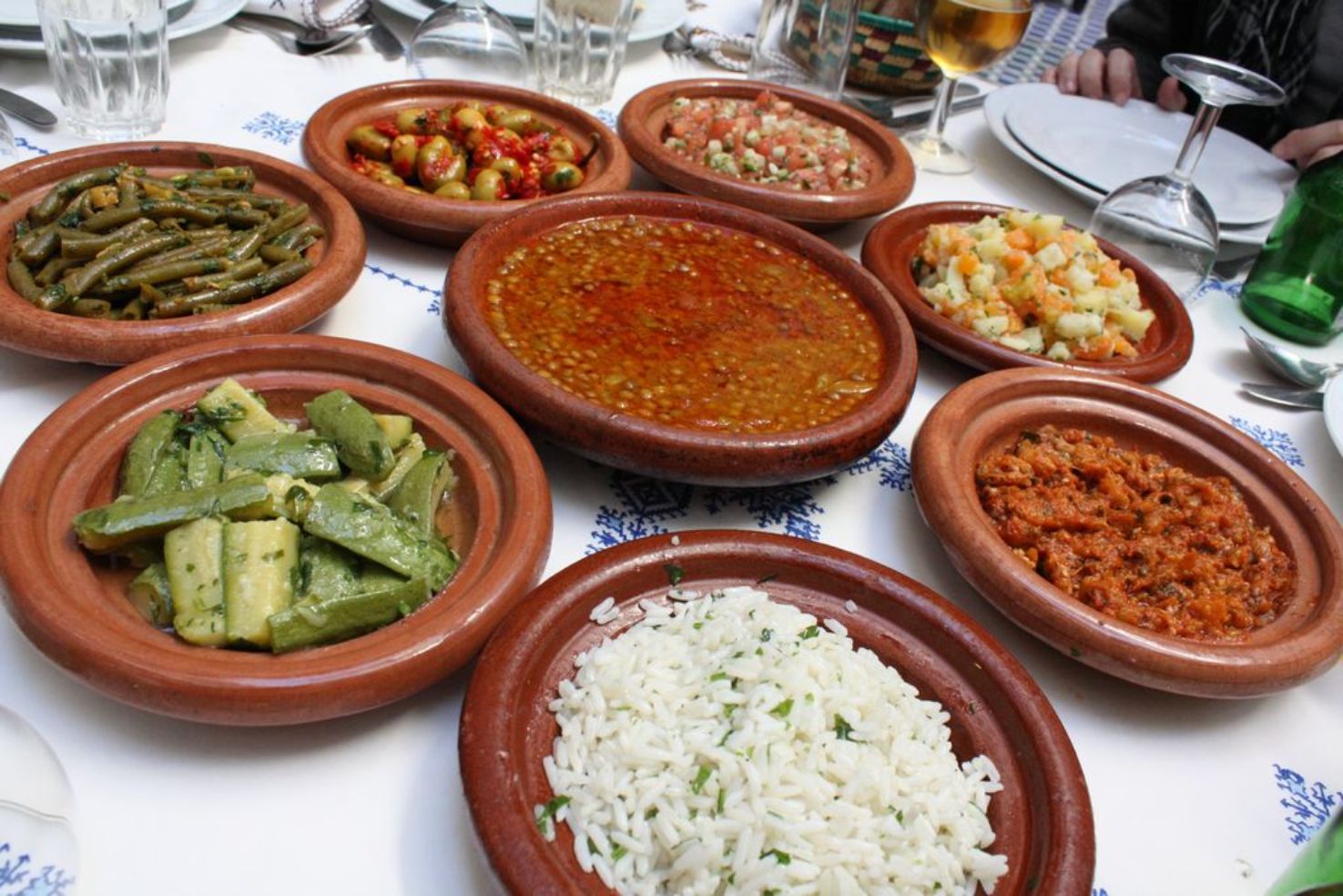Traditional tagine dishes in Marrakech