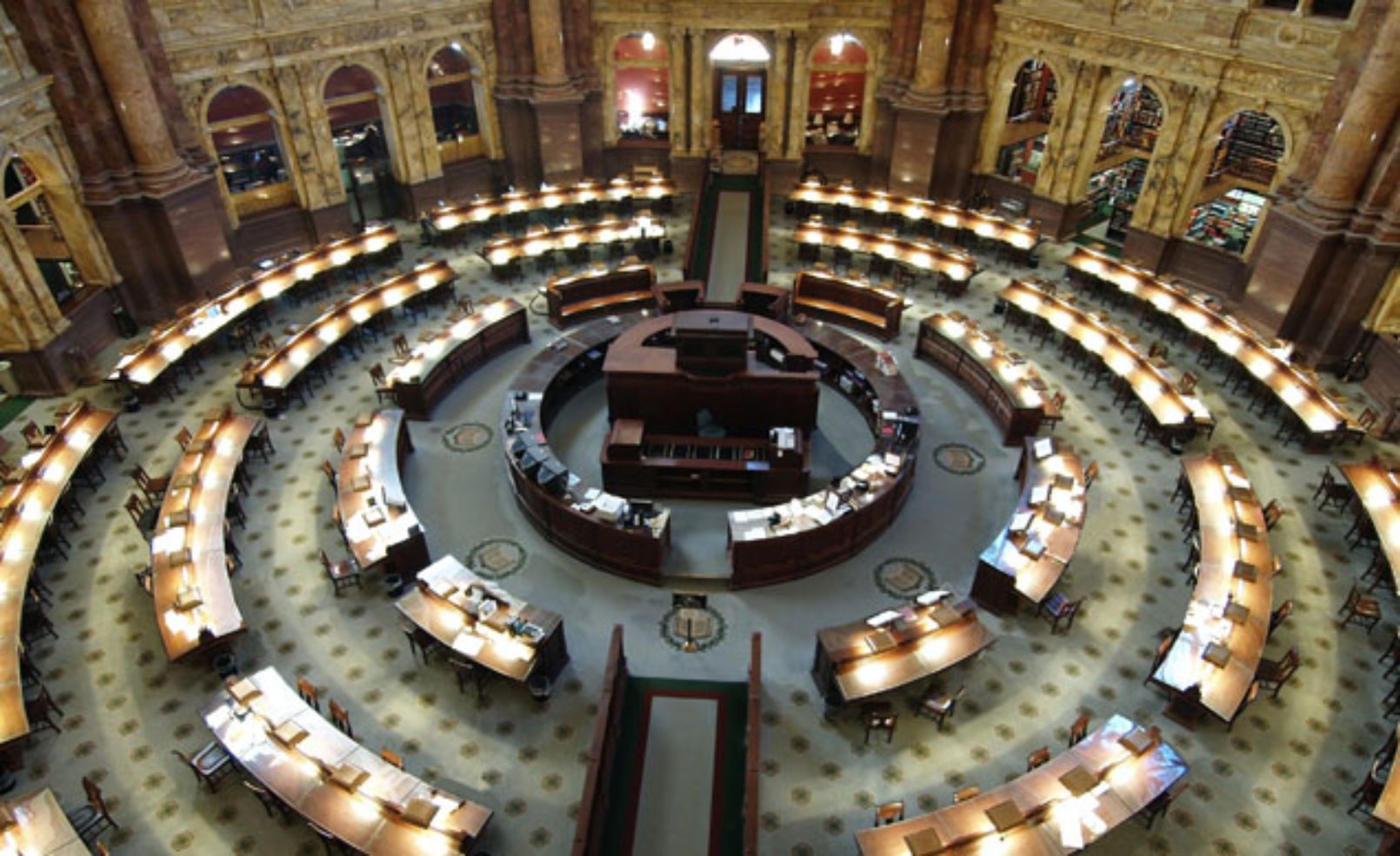 Interior Library of Congress Reading Room in Washington DC