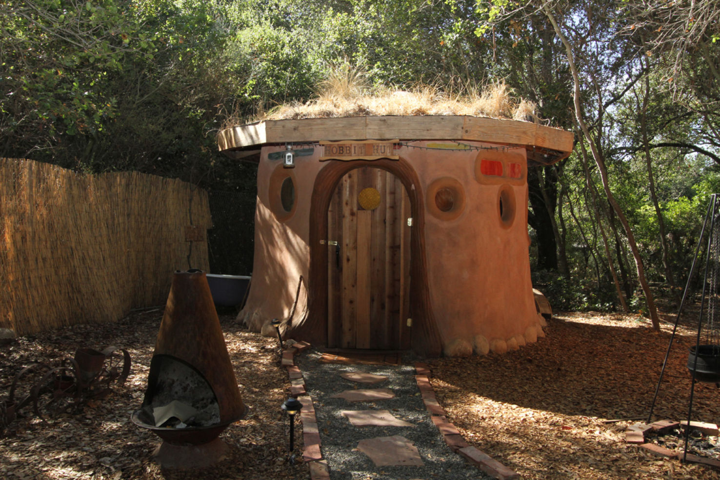 Grass Roofed Hobbit Hut Outside