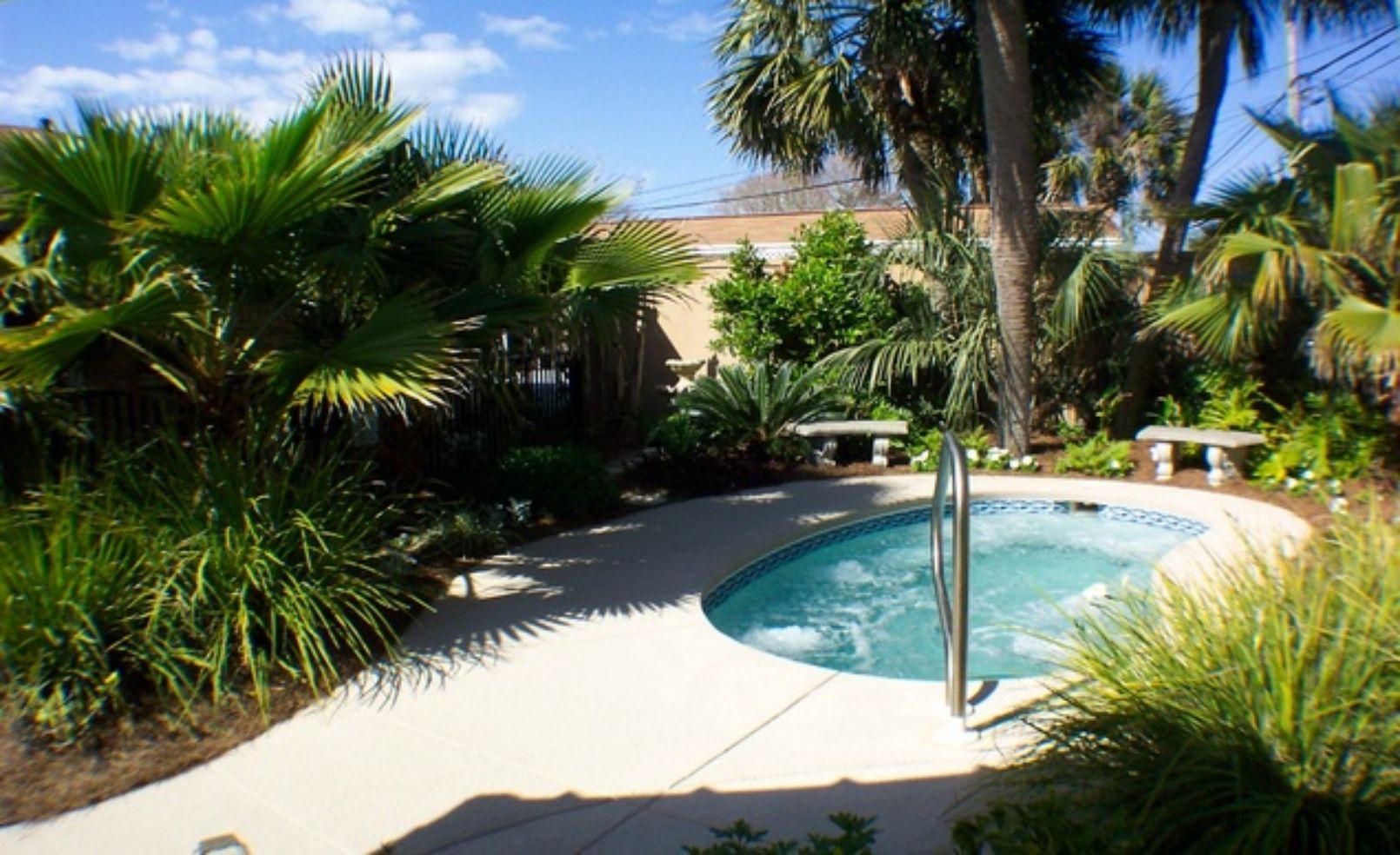 Extra-large hot tub at Wisteria Inn