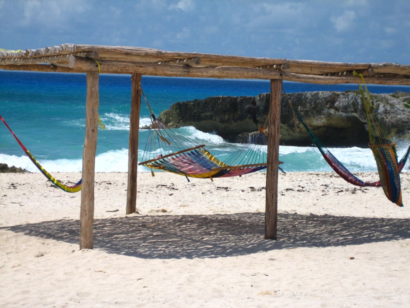 Hammocks on the beach in Cozumel, Mexico.