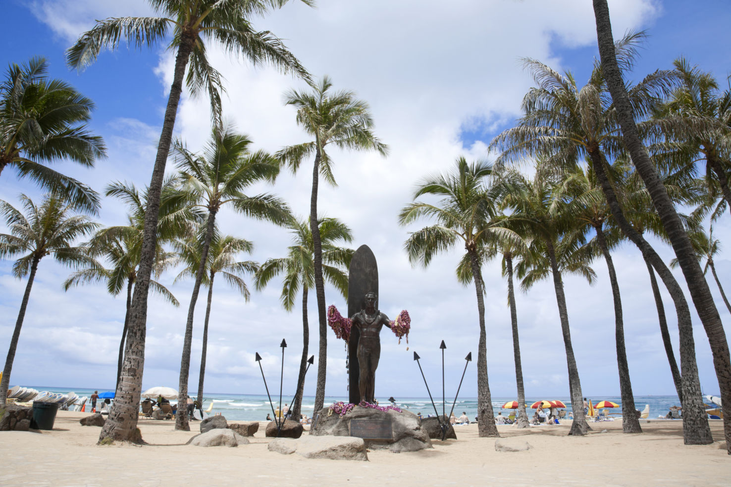 A sunny day at Waikiki Beach on the island of Oahu