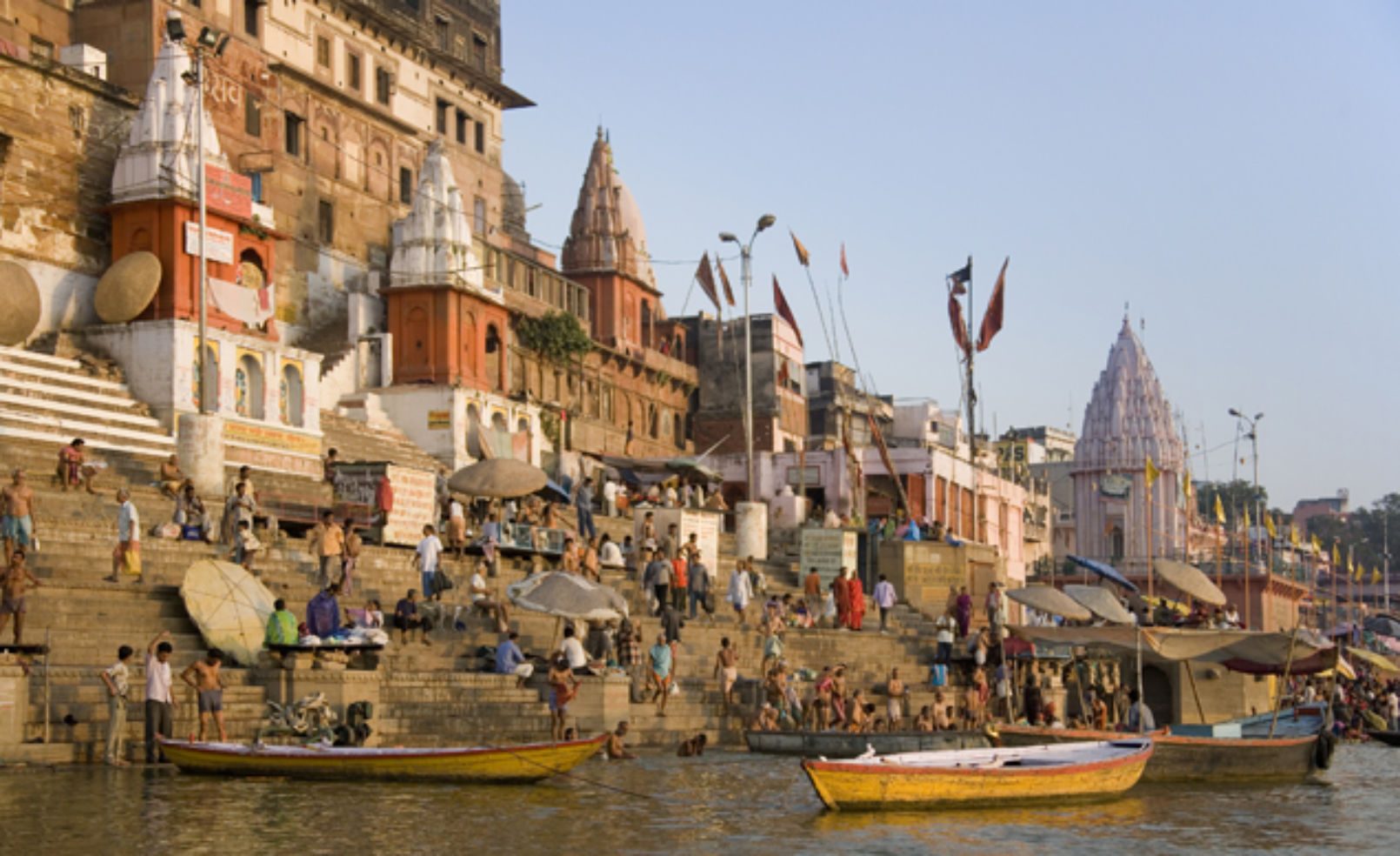 The Hindu Ghats on the West Bank of the River Ganges, Varanasi, Uttar Pradesh, India