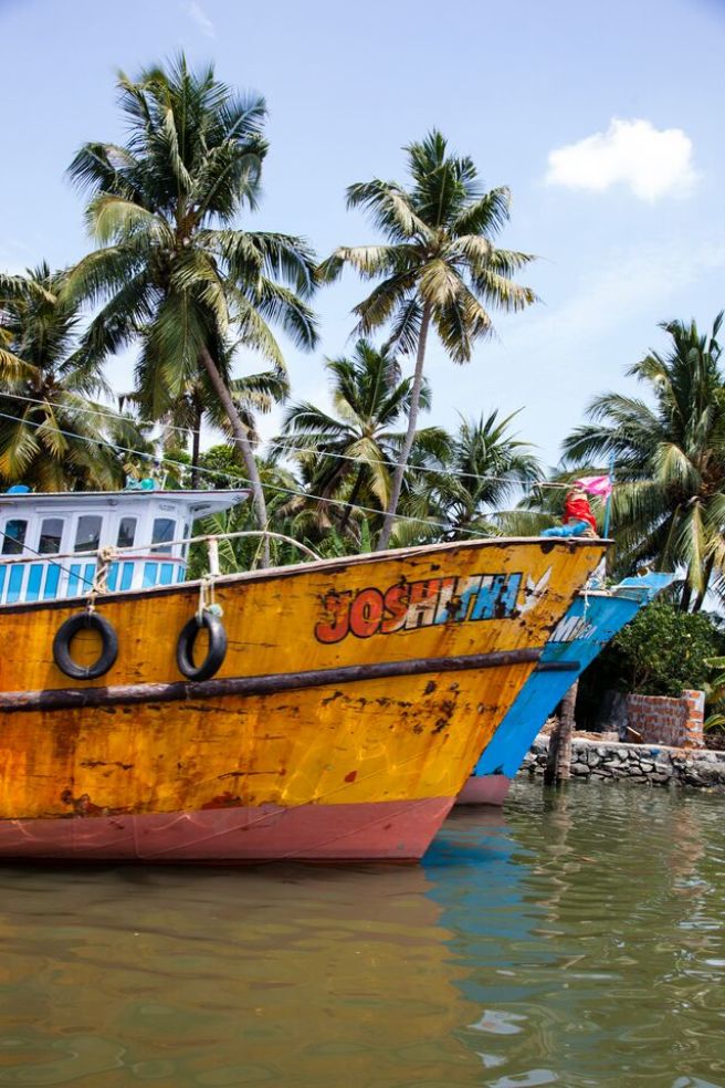 colorful boat in kerala india